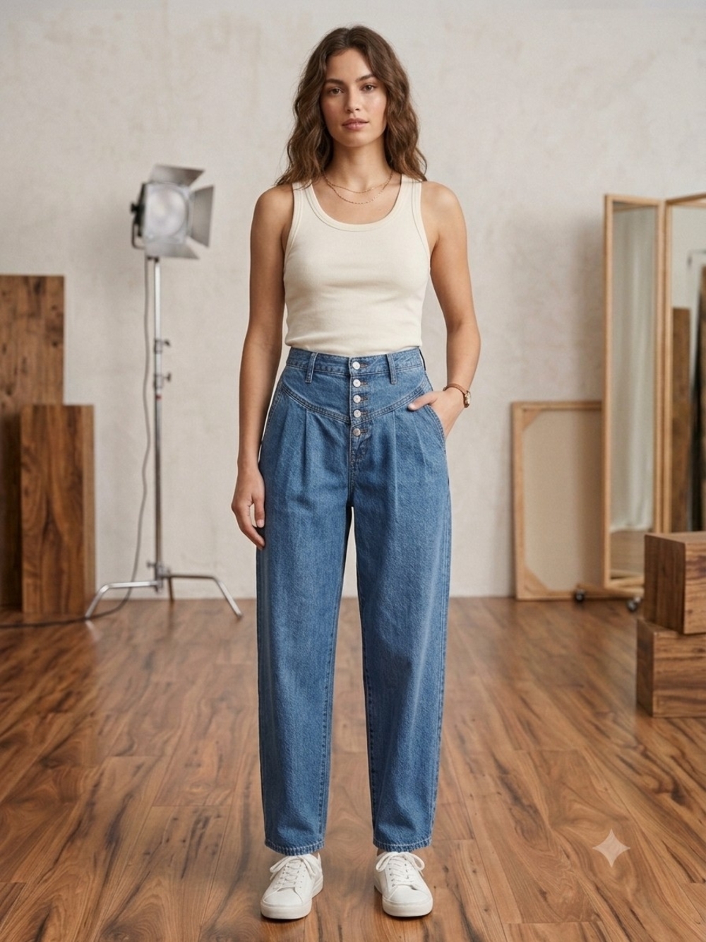 Madewell High-Rise Tapered Yoke Pleated Jeans